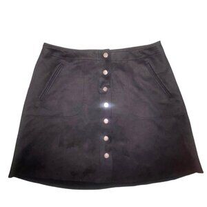 Vintage Level 99 Faux Suede Mini Skirt With Buttons